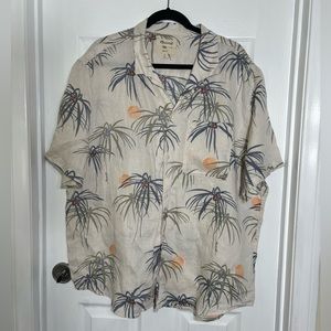 Madewell Linen Easy Short  Sleeve Shirt in Print XL Size